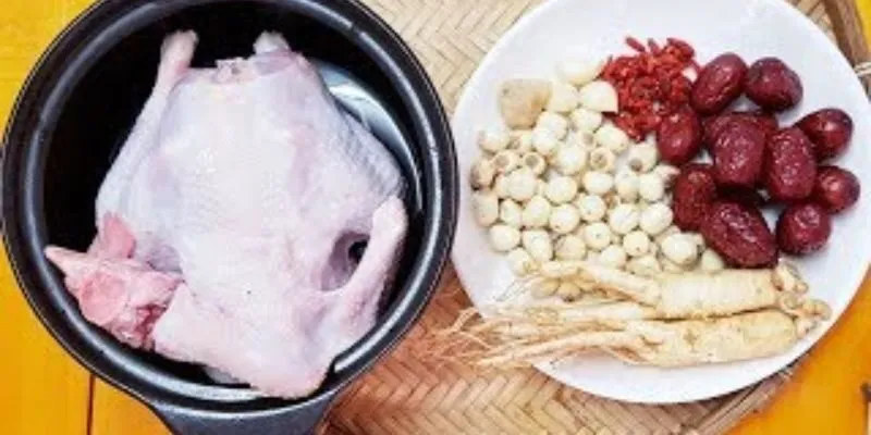 Nguyên Liệu Làm Món Hoa Kỳ Sâm Hầm Gà